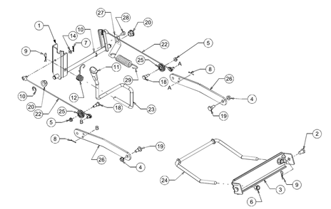 Lift Assembly Diagram and Parts List for LT1024 13AR11CP710-13AR11CP712 Cub Cadet Lawn Tractor